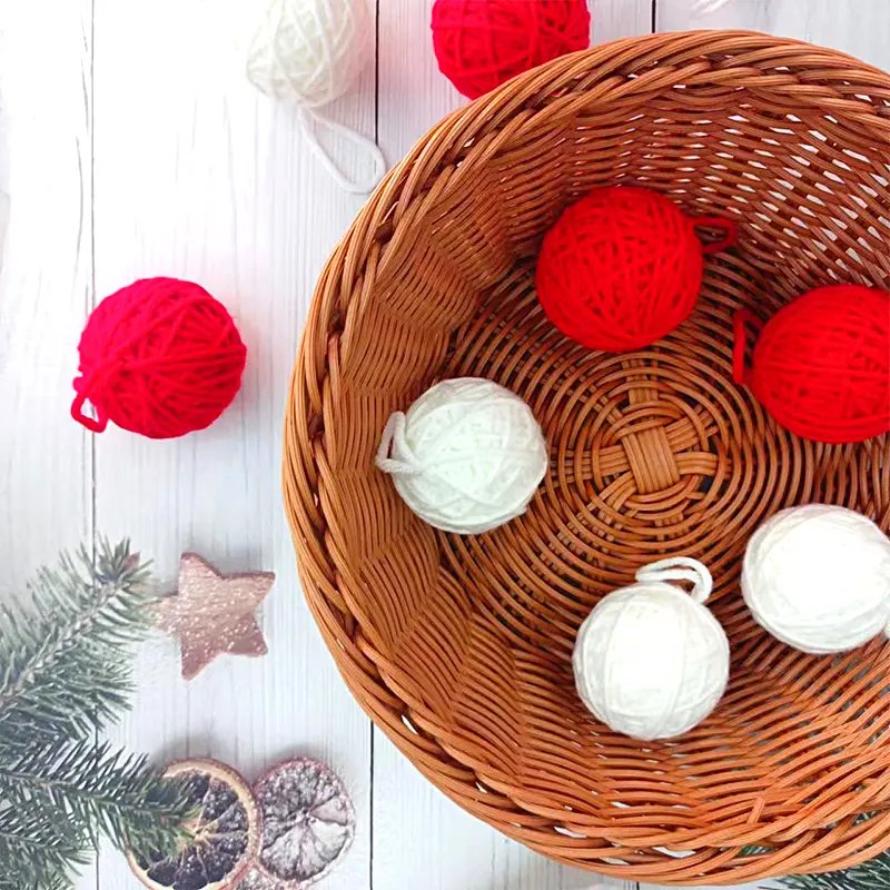 5PCS DIY Christmas Tree Decoration Ball Wool Felt Christmas Tree Hanging Decoration Ball Small Pendant 5cm Bauble Party Ornament