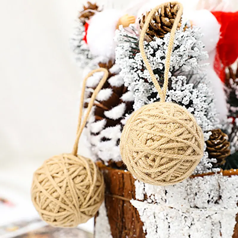 5PCS DIY Christmas Tree Decoration Ball Wool Felt Christmas Tree Hanging Decoration Ball Small Pendant 5cm Bauble Party Ornament