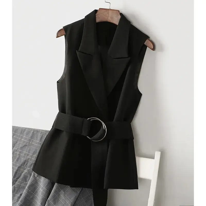 New 2025 Korean Autumn Vest Women Temperament Loose British Style Sleeveless Casual Black Blazer Waistcoat  Ladies Top