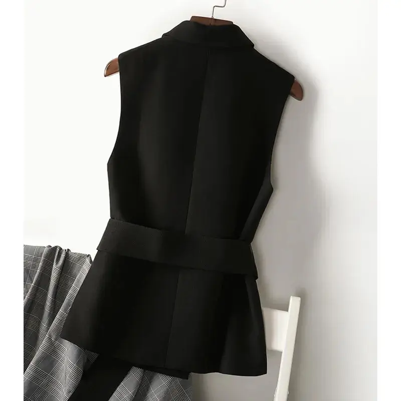 New 2025 Korean Autumn Vest Women Temperament Loose British Style Sleeveless Casual Black Blazer Waistcoat  Ladies Top