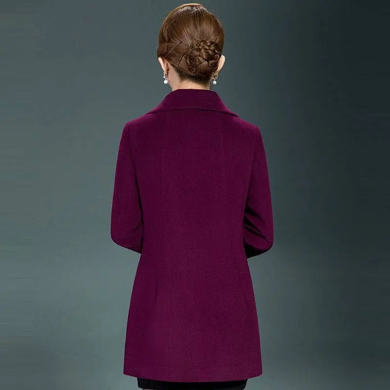 2025 New Fashion Women Jacket Woolen Cloth Autumn Winter Middle-aged Slim Overcoat Female Mid Long Overcoat Ladies Coats