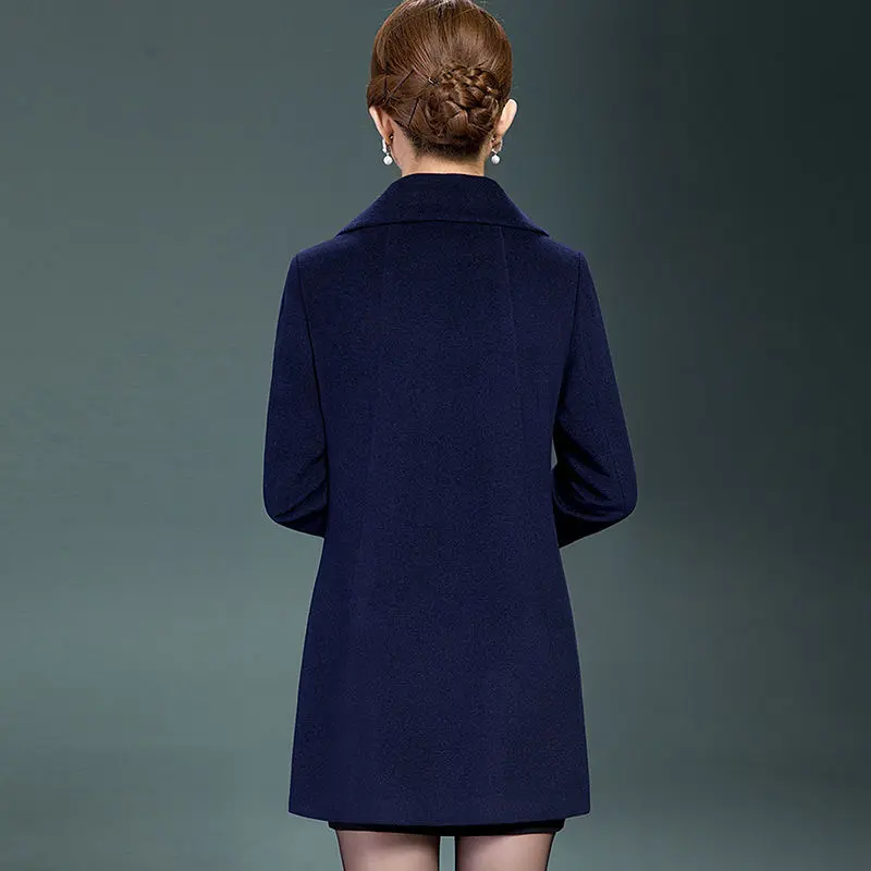 2025 New Fashion Women Jacket Woolen Cloth Autumn Winter Middle-aged Slim Overcoat Female Mid Long Overcoat Ladies Coats