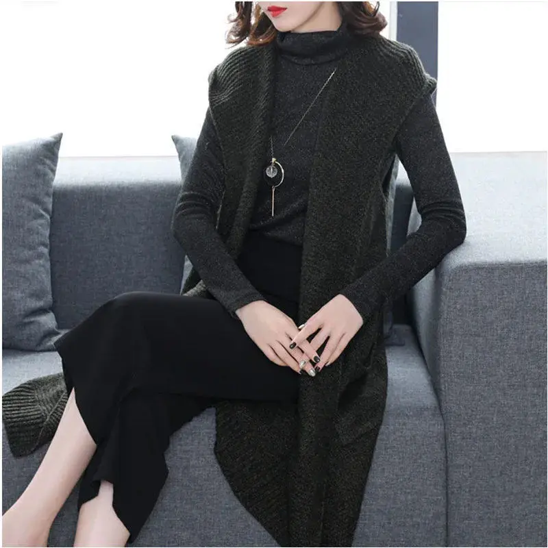 2025 New Autumn Winter Mid Mother Vest Jacket Women Fashion Long Sleeveless Waistcoat Coats Female Casual Outerwear Ladies Tops