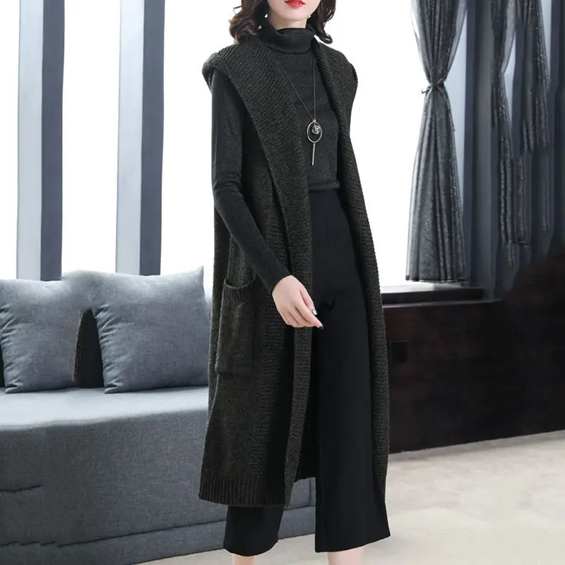 2025 New Autumn Winter Mid Mother Vest Jacket Women Fashion Long Sleeveless Waistcoat Coats Female Casual Outerwear Ladies Tops