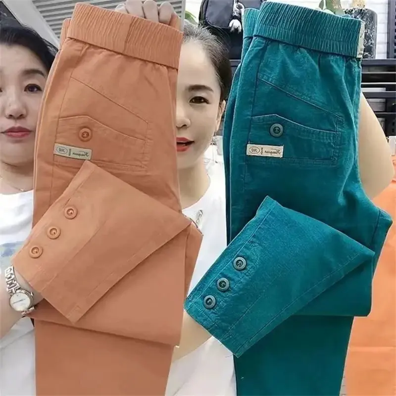 New 2025 Fashion Korean Women's pants Spring Summer  Casual Slim Elastic Waist Pants Female Harun pants Ladies Trousers