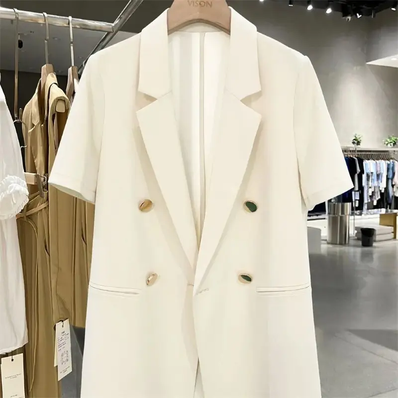 New Korean Summer Blazer Women Fashion Short Sleeve High Casual Temperament Suit  Light Casual Ladies Office Blazers Outwear