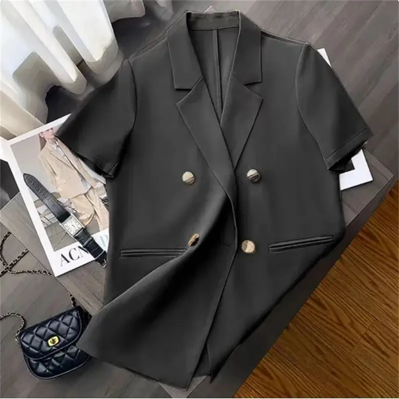New Korean Summer Blazer Women Fashion Short Sleeve High Casual Temperament Suit  Light Casual Ladies Office Blazers Outwear