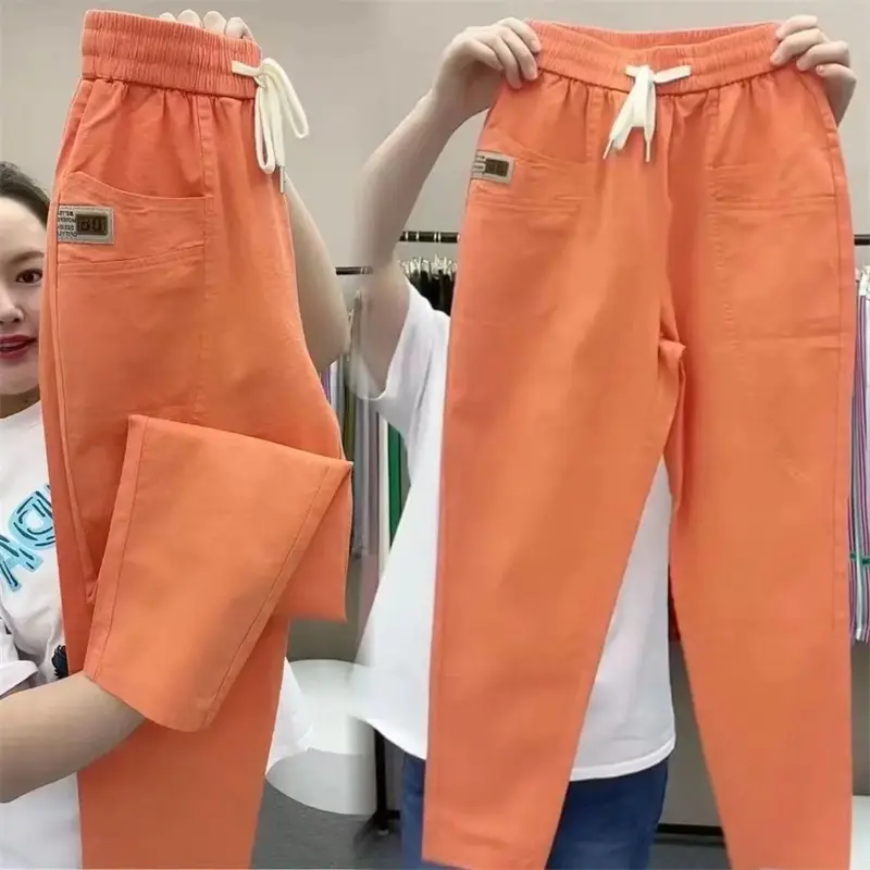 New Women Pants Spring Summer Harem Pants High Waist Straight Casual All-match Fashion Loose Cotton linen Pants Trousers Female