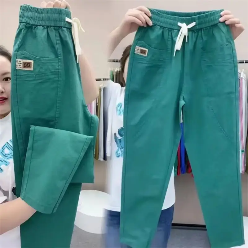 New Women Pants Spring Summer Harem Pants High Waist Straight Casual All-match Fashion Loose Cotton linen Pants Trousers Female