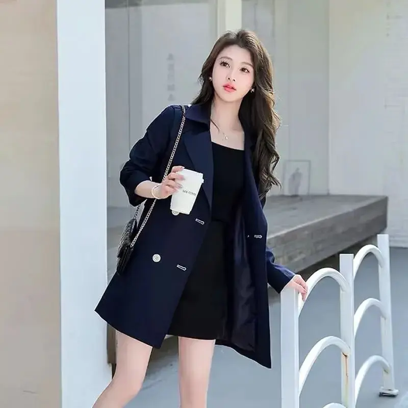 2025 New  Korean Lady Trench Coat Casual Mid-length Outerwear Female Spring Autumn Long Sleeve Casual  Windbreaker Women Coats