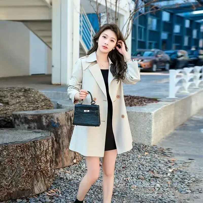 2025 New  Korean Lady Trench Coat Casual Mid-length Outerwear Female Spring Autumn Long Sleeve Casual  Windbreaker Women Coats
