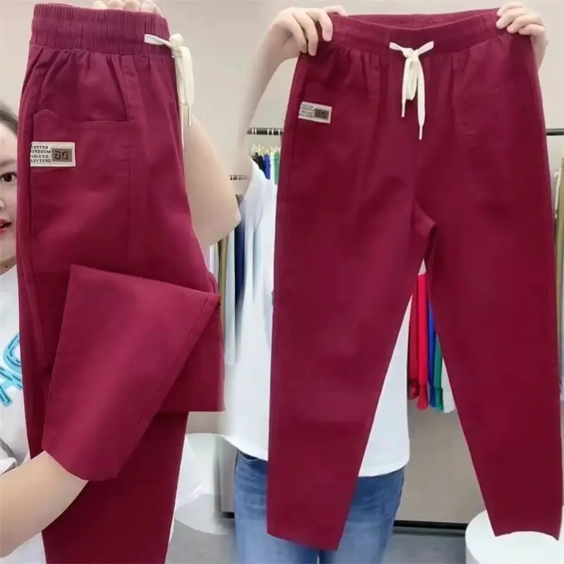 New Women Pants Spring Summer Harem Pants High Waist Straight Casual All-match Fashion Loose Cotton linen Pants Trousers Female