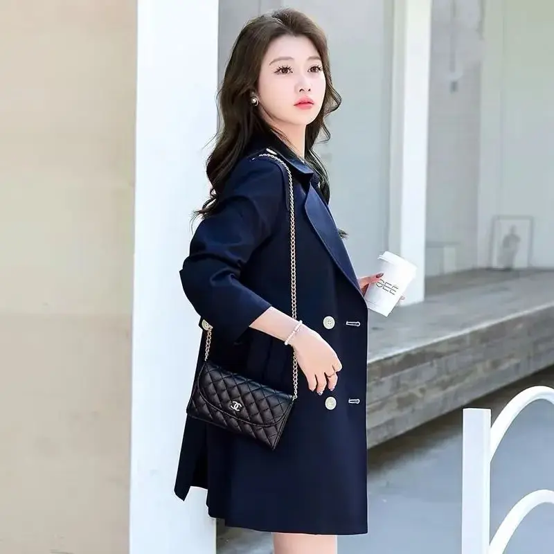 2025 New  Korean Lady Trench Coat Casual Mid-length Outerwear Female Spring Autumn Long Sleeve Casual  Windbreaker Women Coats