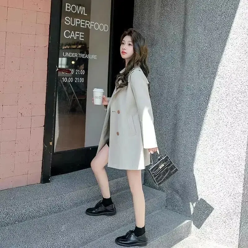 2025 New  Korean Lady Trench Coat Casual Mid-length Outerwear Female Spring Autumn Long Sleeve Casual  Windbreaker Women Coats