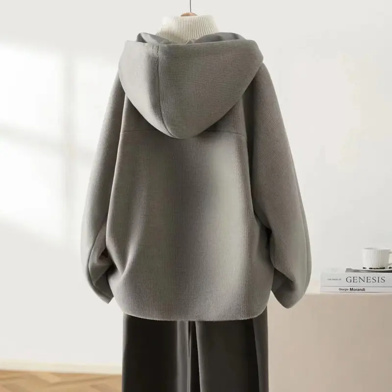 Korean Autumn Winter Jacket Women 2024 New Fashion Hooded Zipper Slim Short Coat Female Casual Outerwear Ladies  Overcoat  Tops