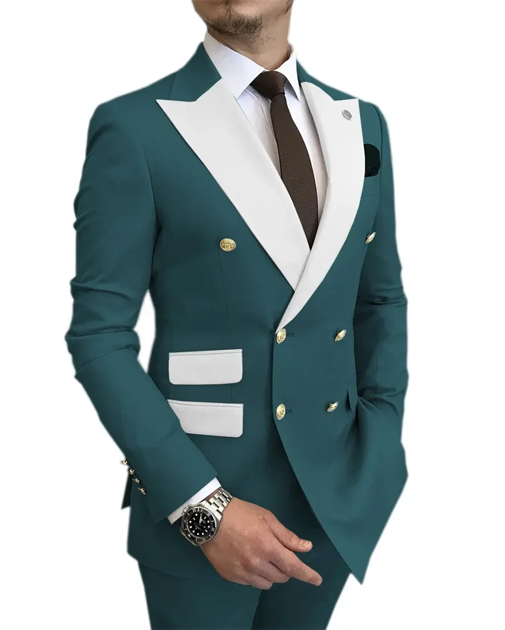 White Peak Lapel Blazer Groom Suits Men Suits Slim Fit Business Suits Tuxedo For Men Costume Homme Double-Breasted 2 Pieces