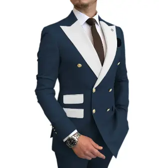 White Peak Lapel Blazer Groom Suits Men Suits Slim Fit Business Suits Tuxedo For Men Costume Homme Double-Breasted 2 Pieces