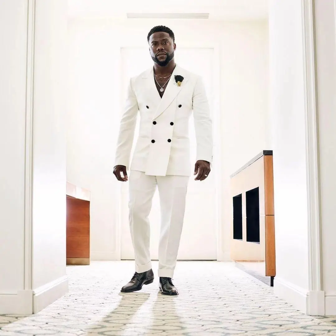White Double Breasted Men Suits Costume Homme Wedding Groom Tuxedos Prom Slim Fit Terno Masculino Blazer 2 Pc Jacket+Pants