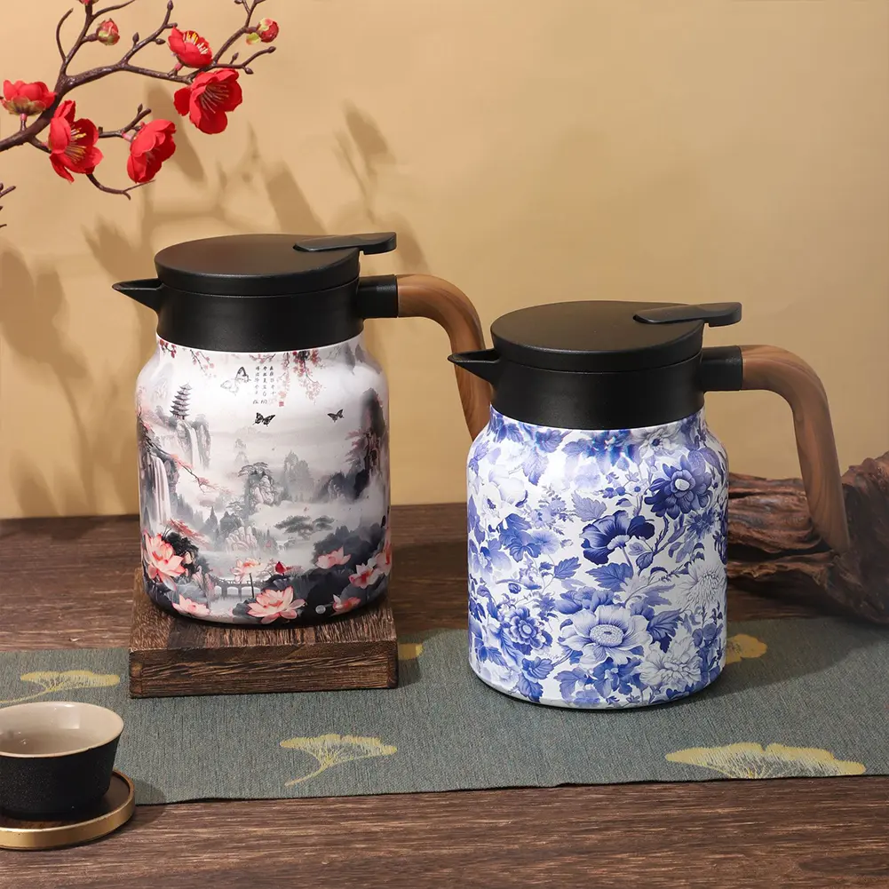 1000ml Mini Hot Coffee Pot Stainless Steel Insulated Tea Pot Built-in Infuser Tea Separation Water Bottle for Hot Drinks