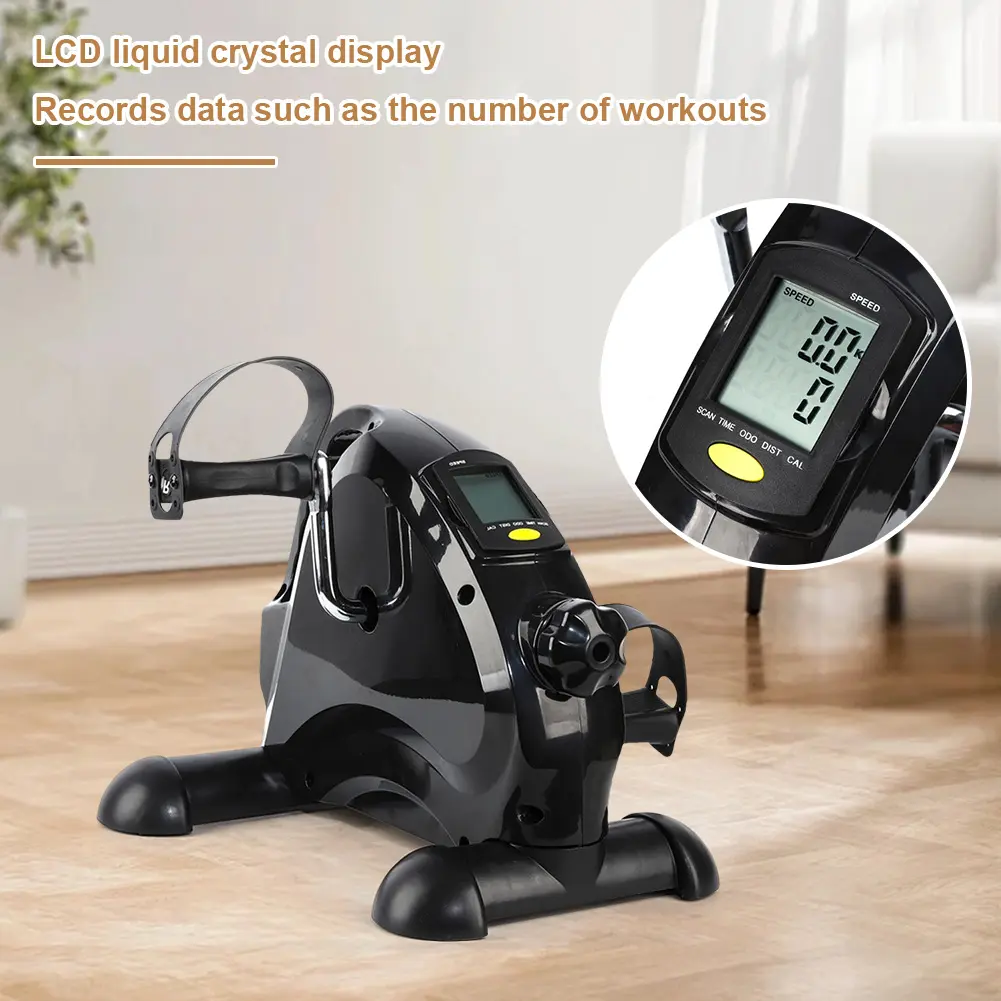 Mini Exercise Bike Arm and Leg Trainer Anti Slip Under Desk Bike Adjustable Portable Pedal Trainer LCD Display for Leg Training