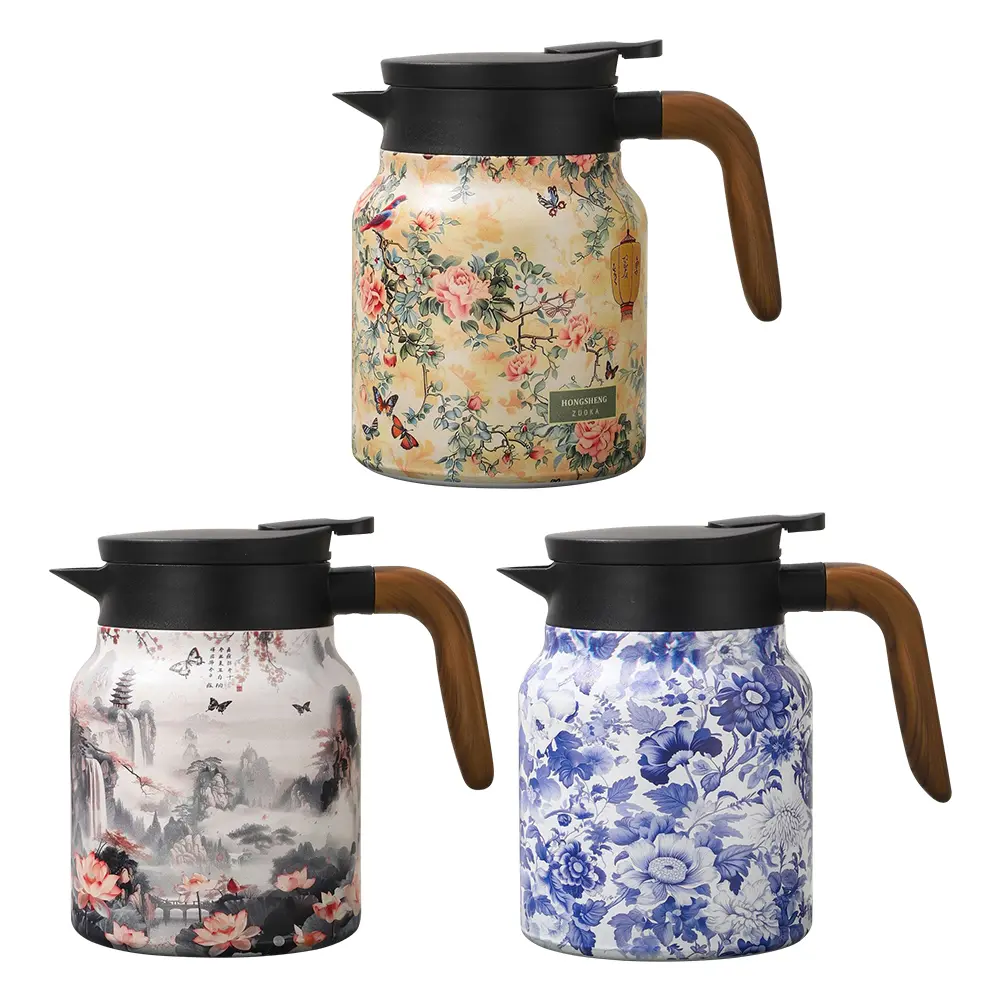 1000ml Mini Hot Coffee Pot Stainless Steel Insulated Tea Pot Built-in Infuser Tea Separation Water Bottle for Hot Drinks