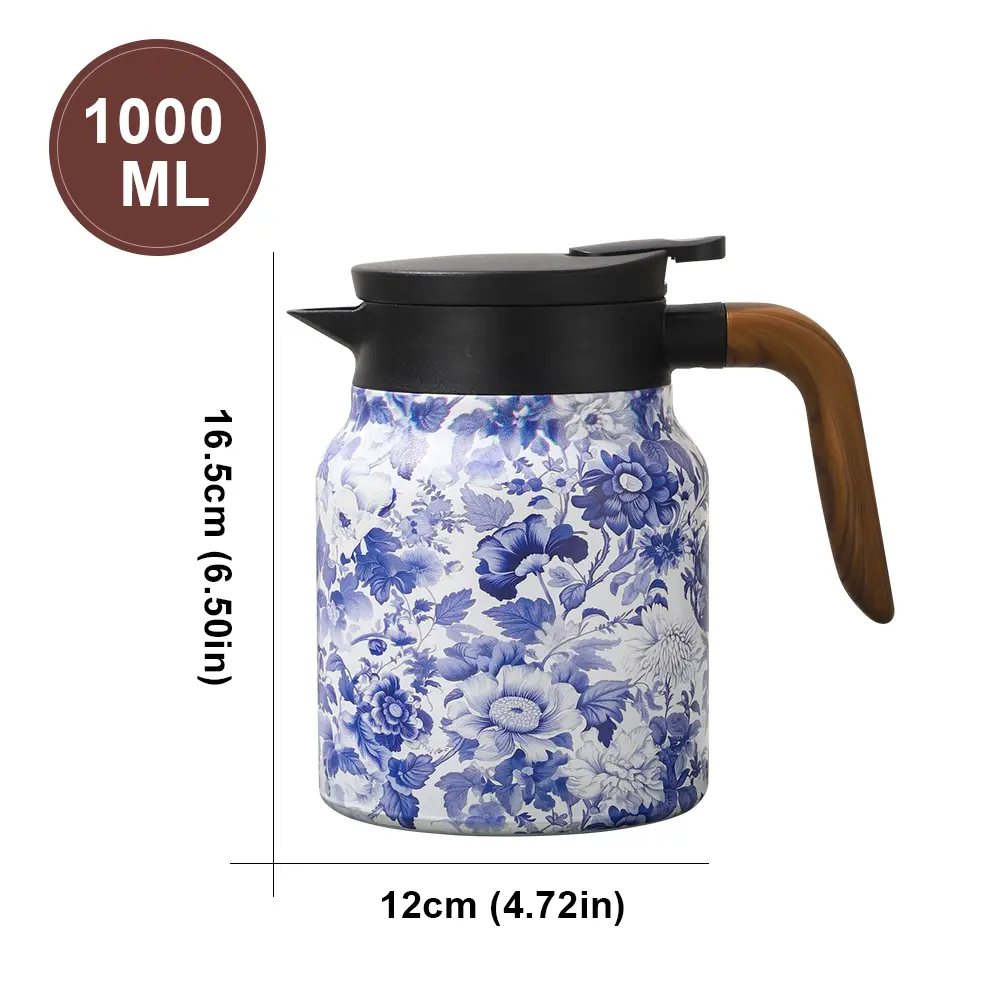 1000ml Mini Hot Coffee Pot Stainless Steel Insulated Tea Pot Built-in Infuser Tea Separation Water Bottle for Hot Drinks