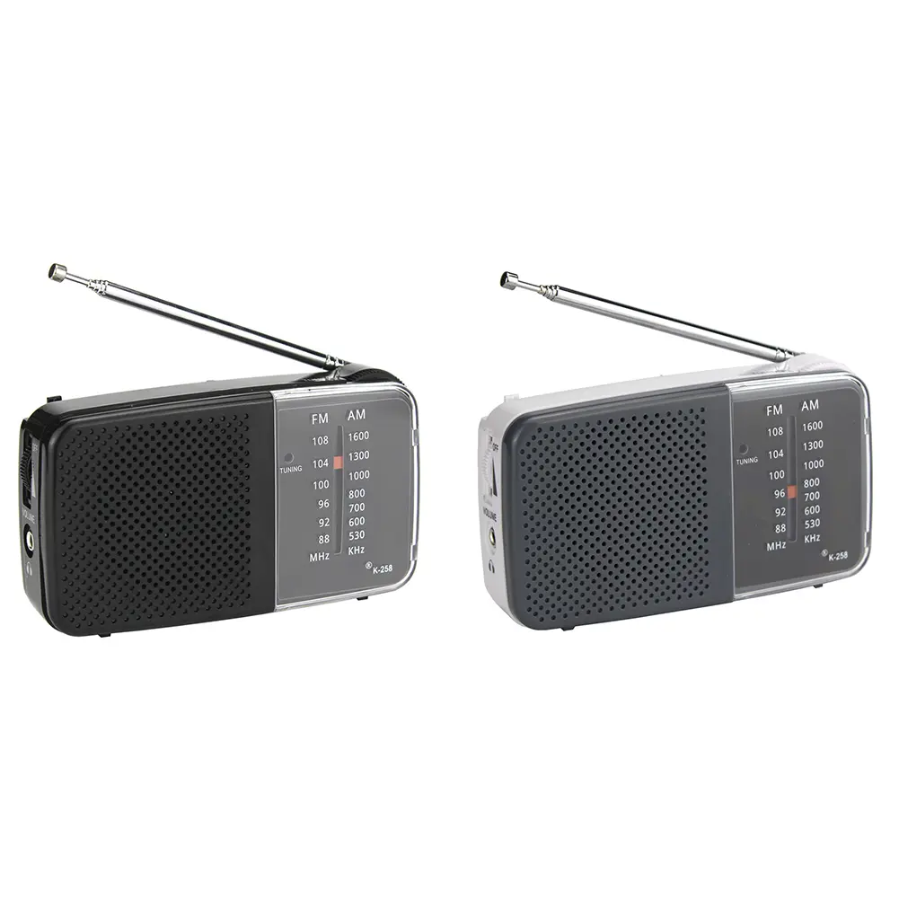 AM/FM Radio with Speaker Portable Radio with Strap Battery Powered Radio Telescopic Antenna for Indoor Outdoor