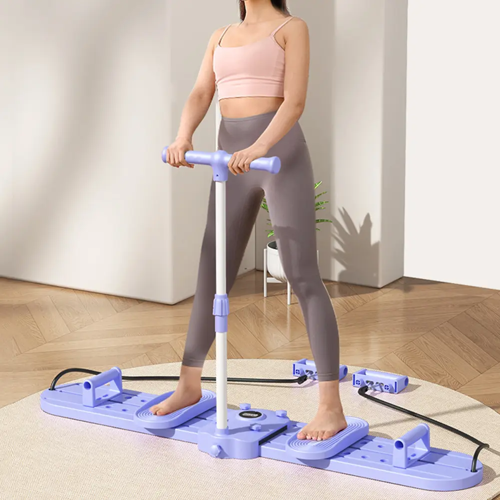 Fitness Ski Machine Foldable Ski Trainer with Handle & Pull Rope Pelvic & Hip Strengthener Simulated Ski Trainer for Home Gym