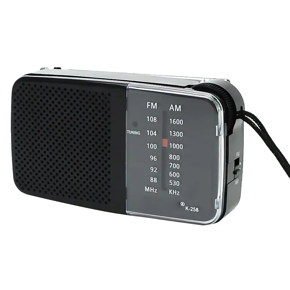AM/FM Radio with Speaker Portable Radio with Strap Battery Powered Radio Telescopic Antenna for Indoor Outdoor