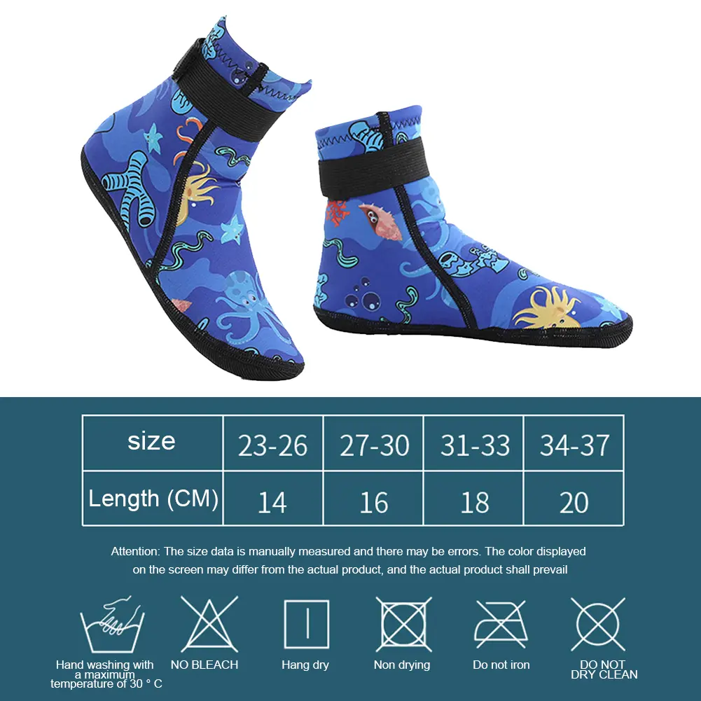 Kids Neoprene Water Socks Beach Socks Anti-slip Toddlers Diving Socks Adjustable Snorkeling Boots Keep Warm for Water Sports