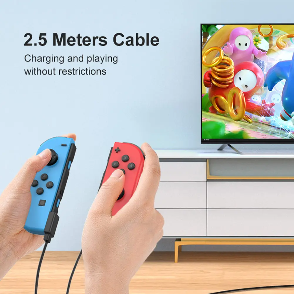 USB Charger Cable for Joycon Controller 2.5M Portable Charger Cable Travel Charging Cables for Switch Controller Charger