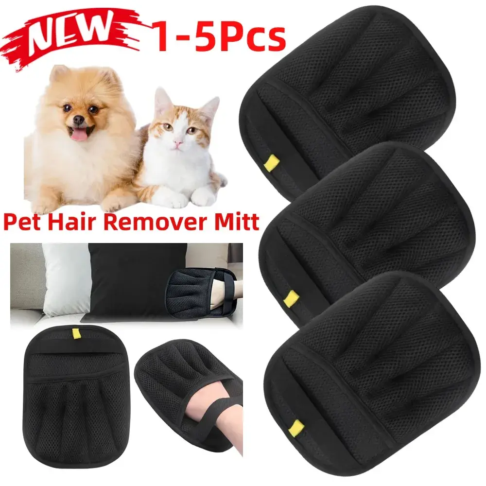 Double Sided Grooming Gloves Hair Remover Mitt Brush Deshedding Brush Glove for Pets Dog Cat Rabbit with Long/Short/Curly Hair