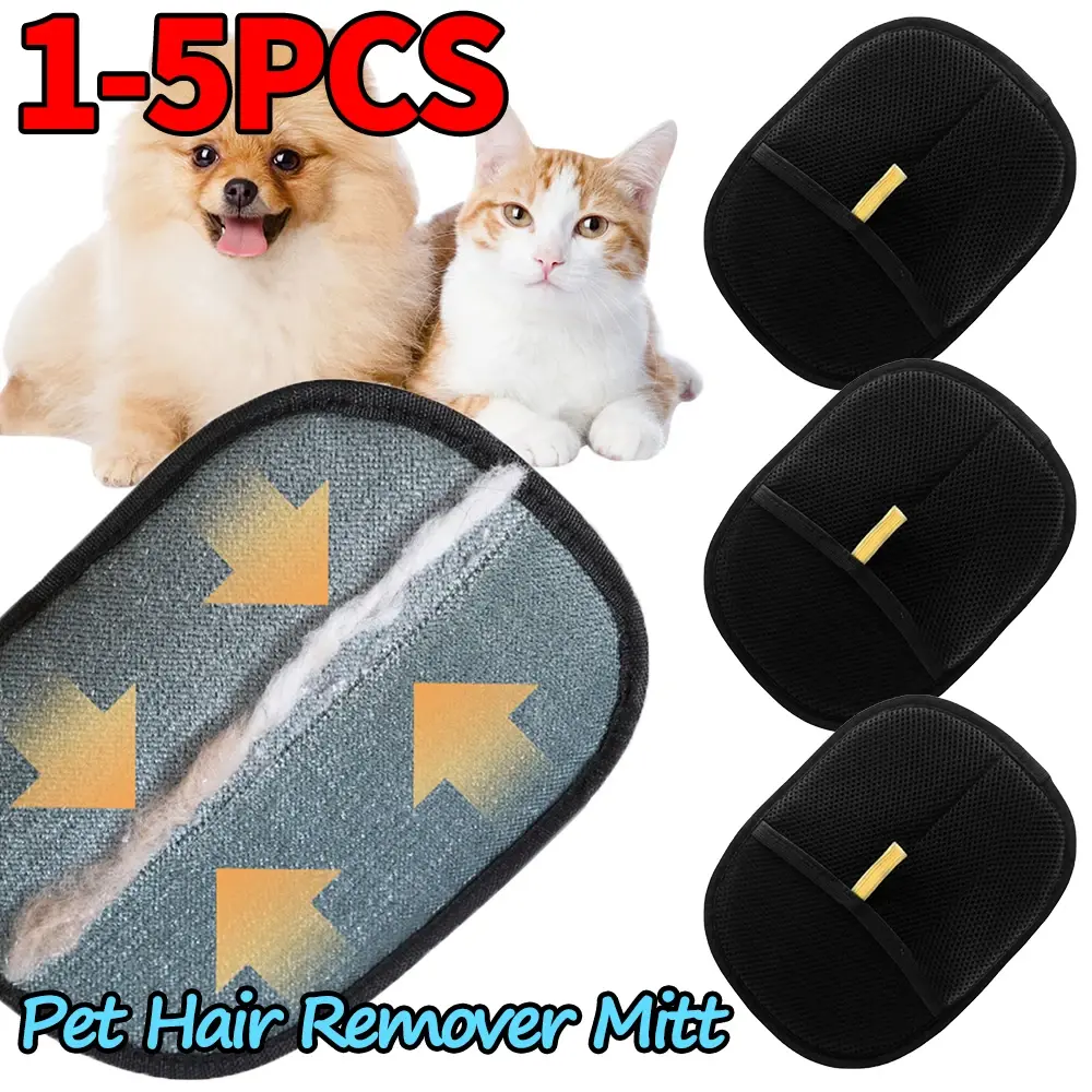Double Sided Grooming Gloves Hair Remover Mitt Brush Deshedding Brush Glove for Pets Dog Cat Rabbit with Long/Short/Curly Hair