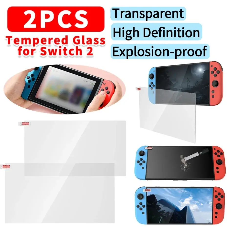 2 PCS Game Console Screen Protector Film Anti-Scratch Tempered Glass HD Ultra-Clear for Nintendo for Switch 2 Game Accessories