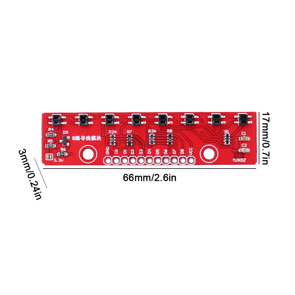 3.3V-5V Hunt Module 8 Channel 8Bit Detector Hunt Board PCB Infrared Detection Sensor Module Board for Laboratories