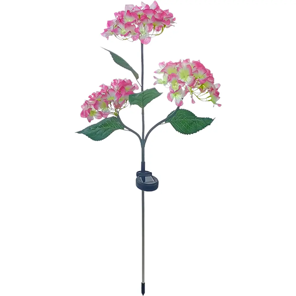 3 Heads Hydrangea Landscape Lighting Adjustable Iron Wire LED Solar Decorative Pathway Landscape Lights Bendable for Home Garden