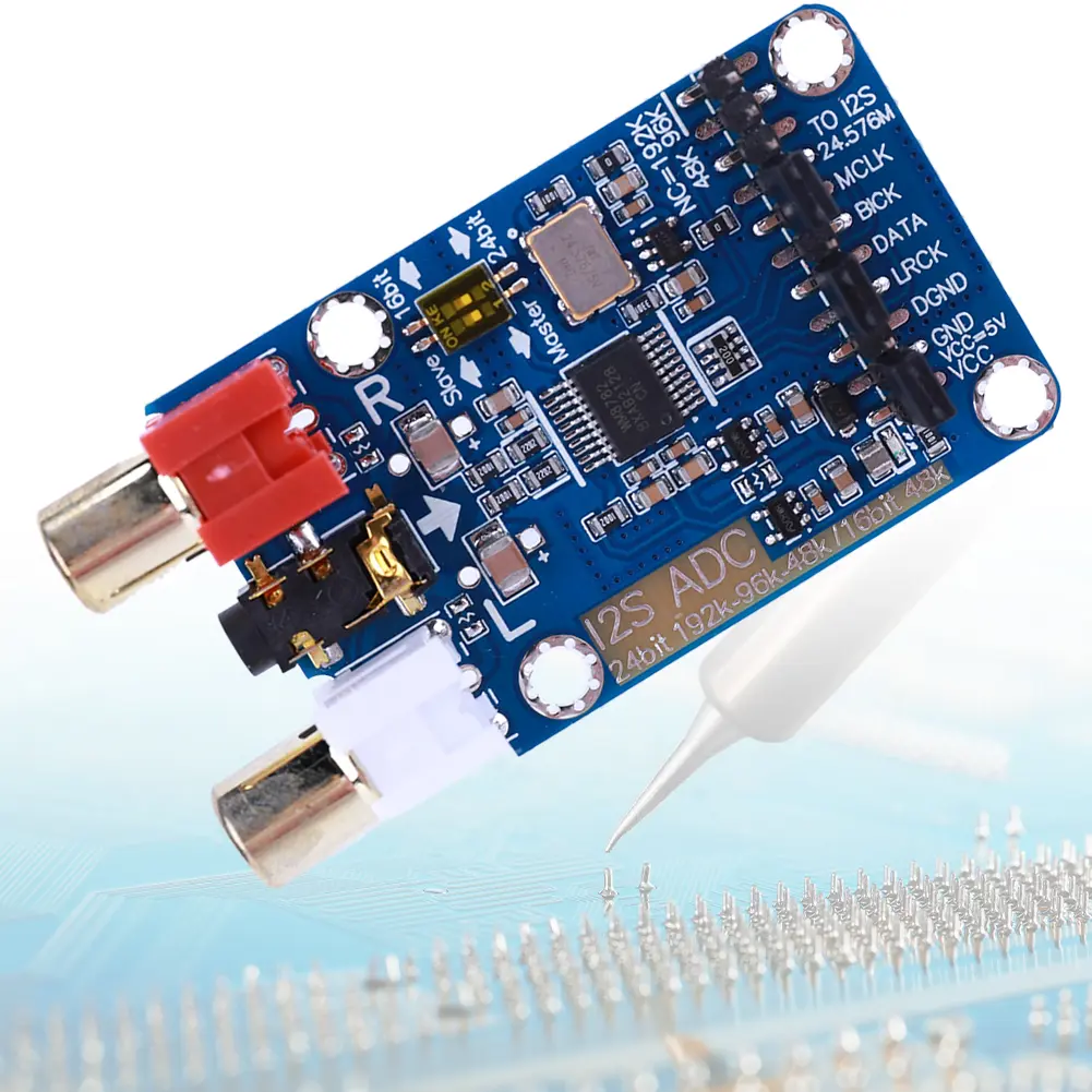 I2S ADC Master Slave Mode Development Board 24BIT 192K 96K 48K Audio I2S Capture Card Module Support 3.5MM/RCA Input
