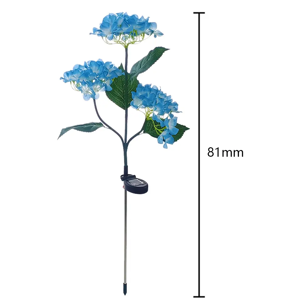 3 Heads Hydrangea Landscape Lighting Adjustable Iron Wire LED Solar Decorative Pathway Landscape Lights Bendable for Home Garden