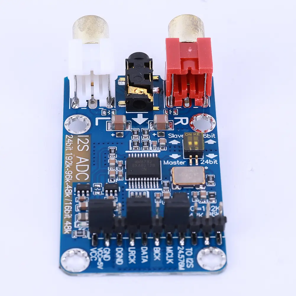 I2S ADC Master Slave Mode Development Board 24BIT 192K 96K 48K Audio I2S Capture Card Module Support 3.5MM/RCA Input
