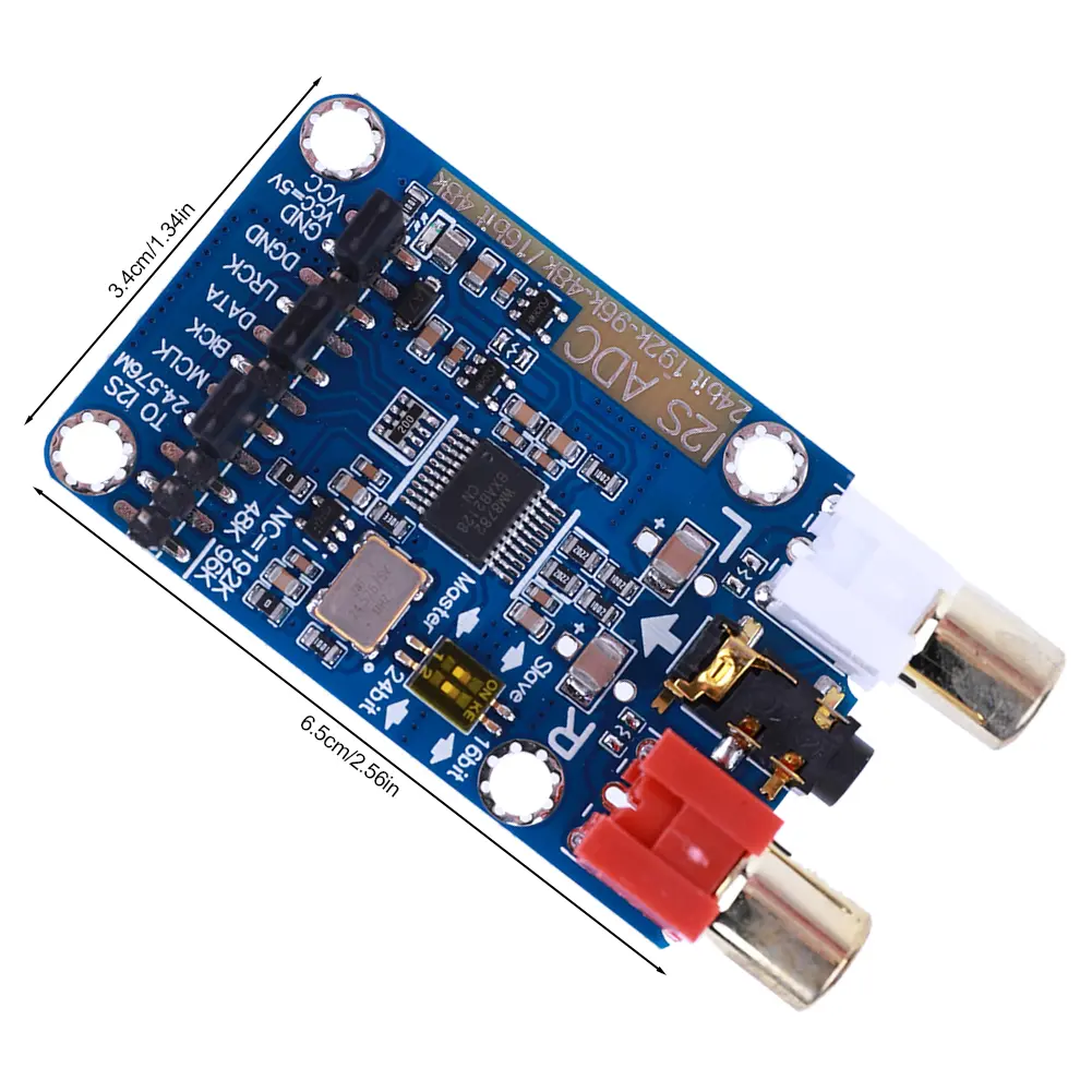 I2S ADC Master Slave Mode Development Board 24BIT 192K 96K 48K Audio I2S Capture Card Module Support 3.5MM/RCA Input