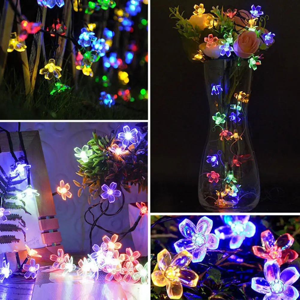 20/50LED Solar Power Cherry Blossom Fairy String Light Outdoor Decorative Lamp