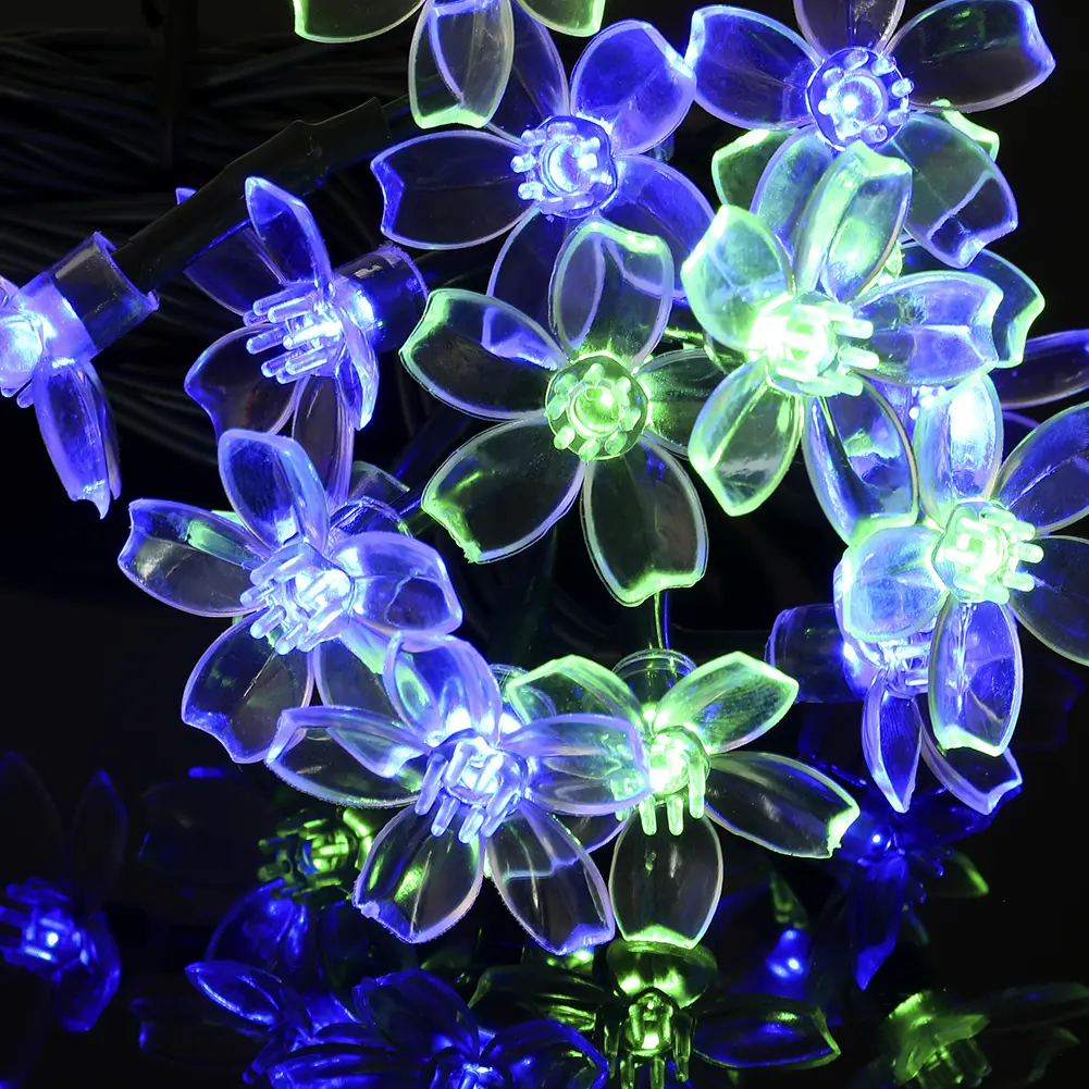 20/50LED Solar Power Cherry Blossom Fairy String Light Outdoor Decorative Lamp