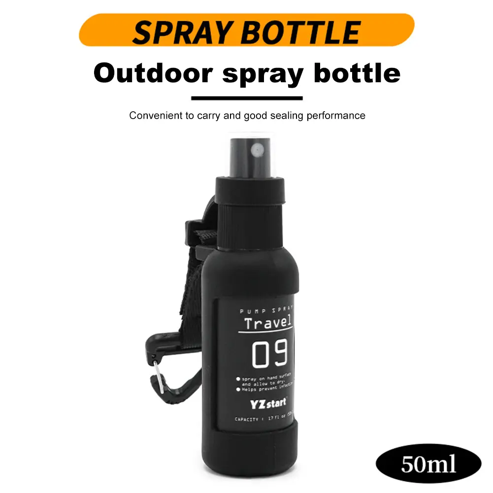 50ml Travel Bottle Leak Proof Refillable Spray Bottle Portable Sprayer with Tactical Hook Strap for Outdoor Camping for Liquid