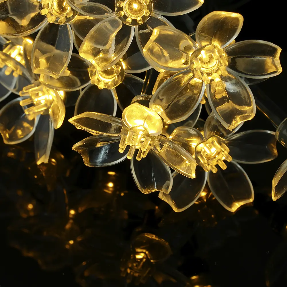20/50LED Solar Power Cherry Blossom Fairy String Light Outdoor Decorative Lamp