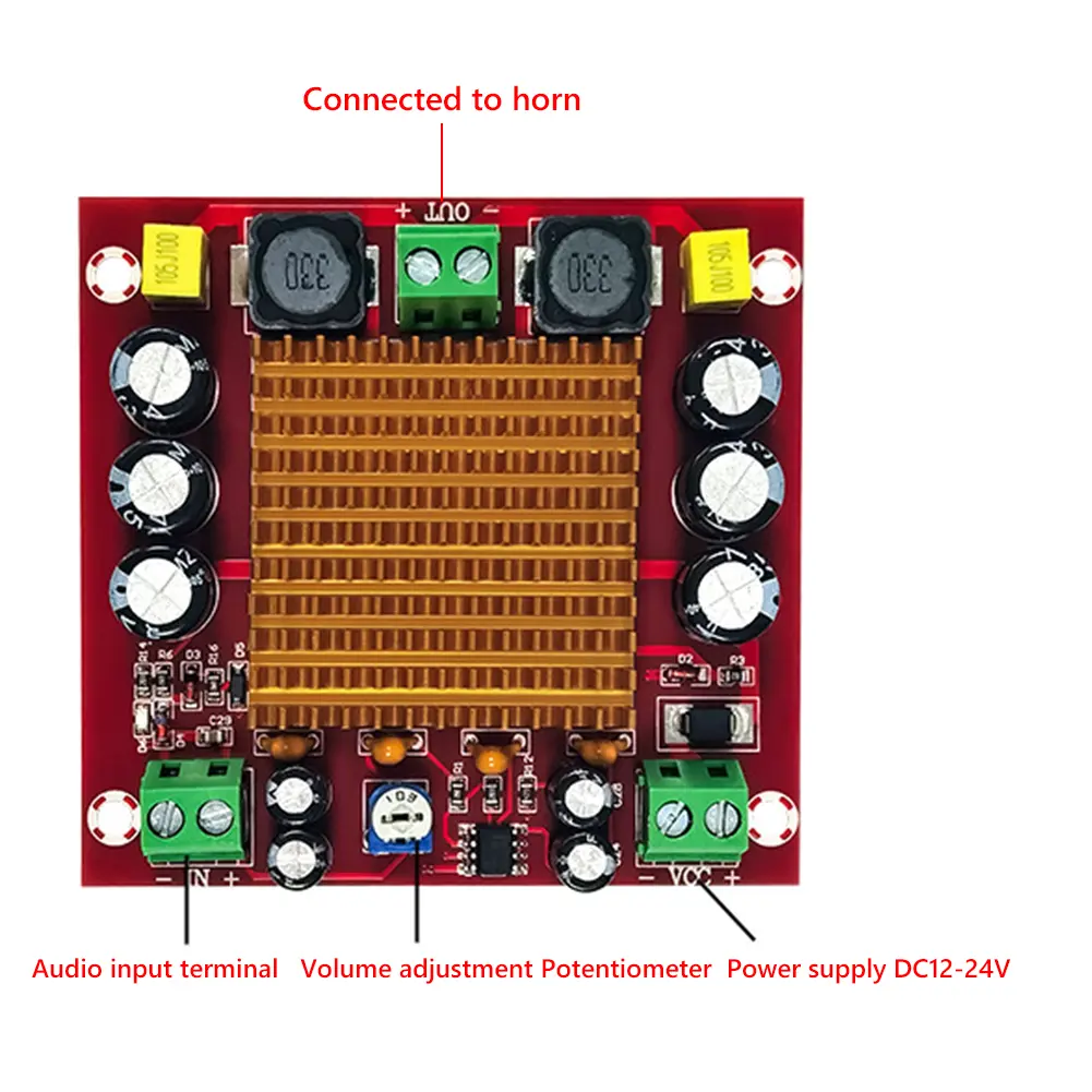 XH-M544 Digital Audio Amplifier Board Mono TPA3116DA Digital Power Supply Audio Amplifier 150W High-power DC 12-26V Radiator