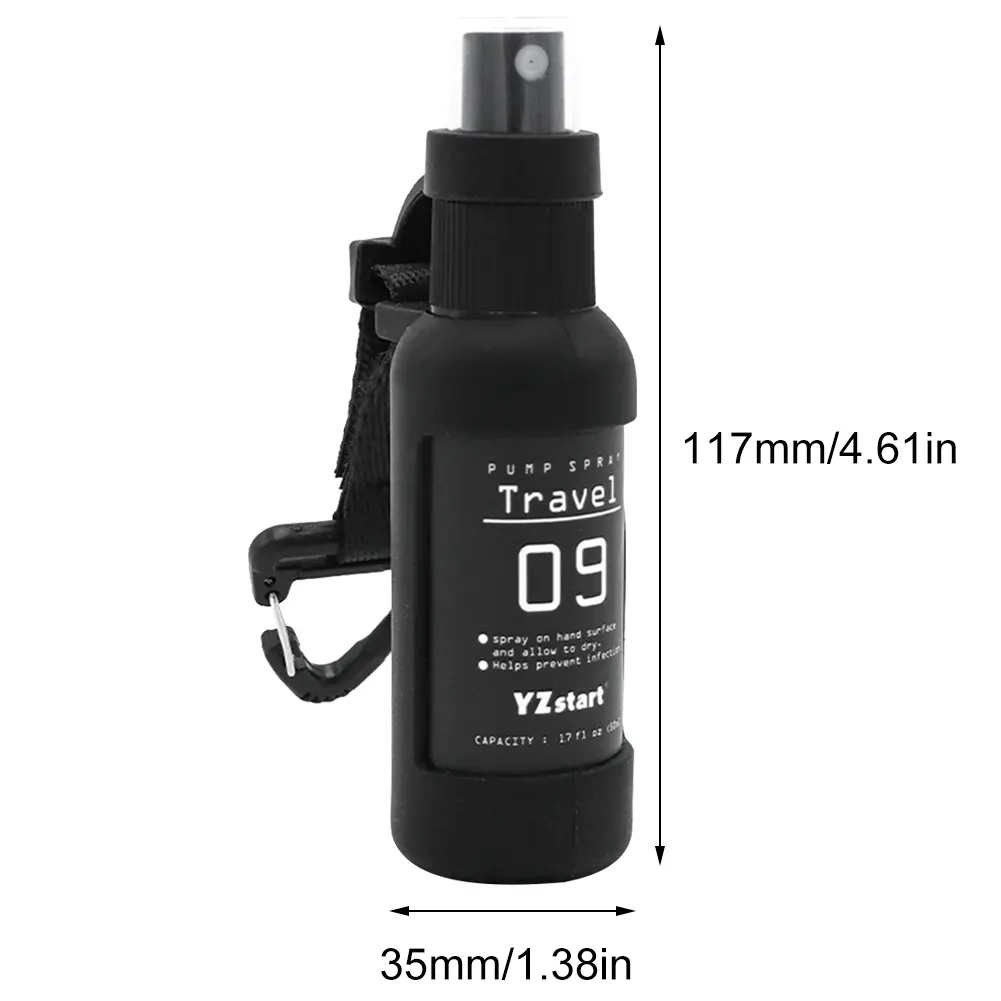 50ml Travel Bottle Leak Proof Refillable Spray Bottle Portable Sprayer with Tactical Hook Strap for Outdoor Camping for Liquid