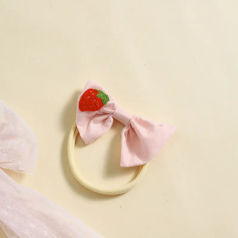 ma&baby 0-18M Baby Girl Romper Newborn Infant Toddler Jumpsuit Summer Strawberry Embroidery Mesh Sunsuit Headband Outfits
