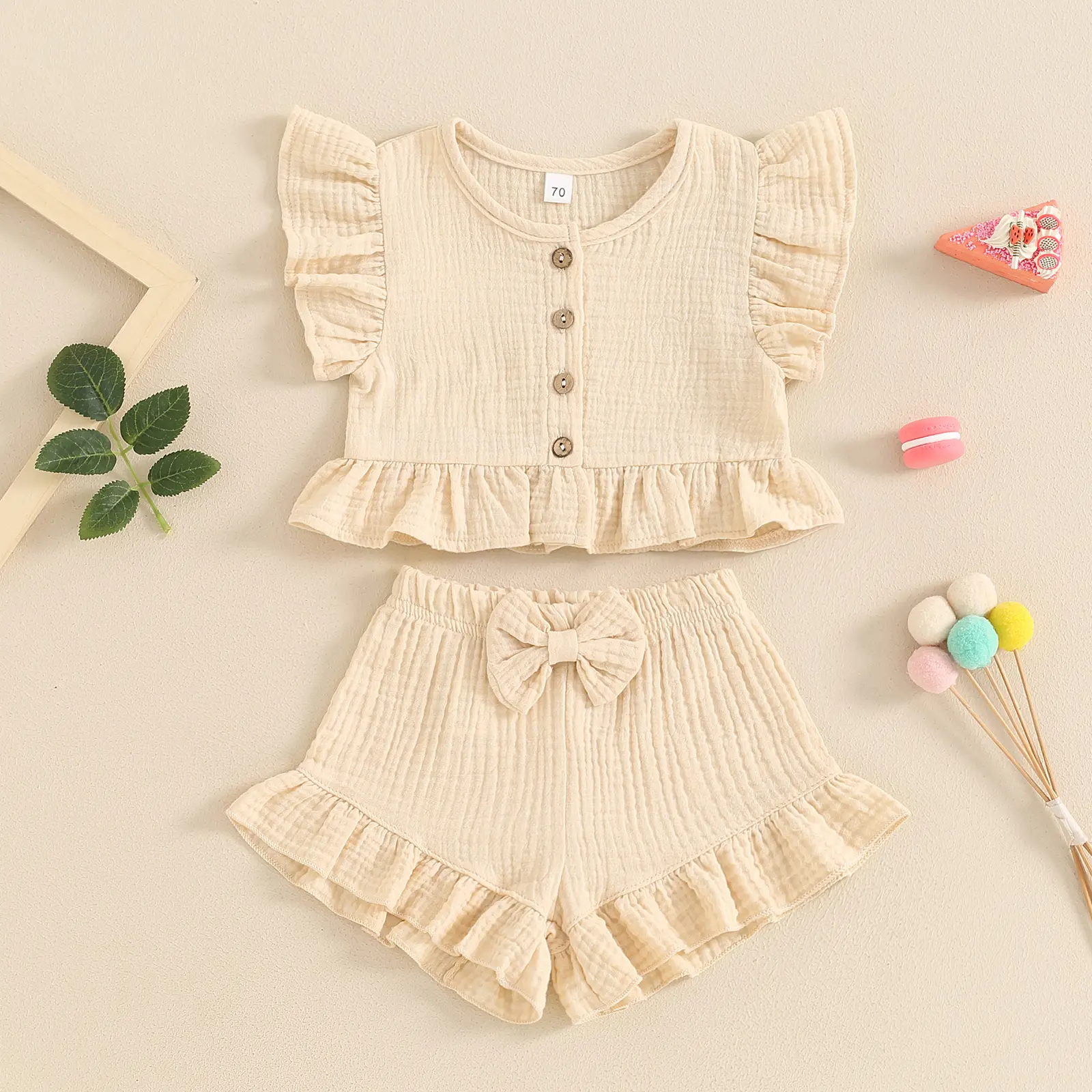 ma&baby 6M-4Y Toddler Infant Kid Baby Girl Clothes Sets Ruffle Button Tops Shorts Summer Casual Clothing Outfits