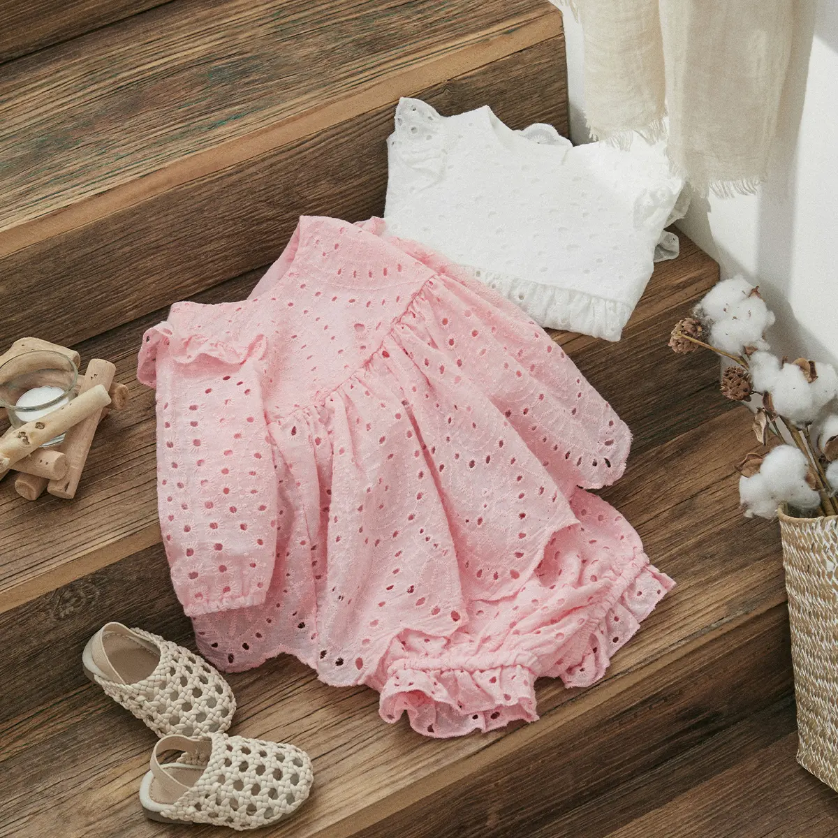 ma&baby 3-24M Baby Girl Clothes Sets Newborn Infant Toddler Girls Solid Color Long Sleeve Tops Shorts Outfits Clothing