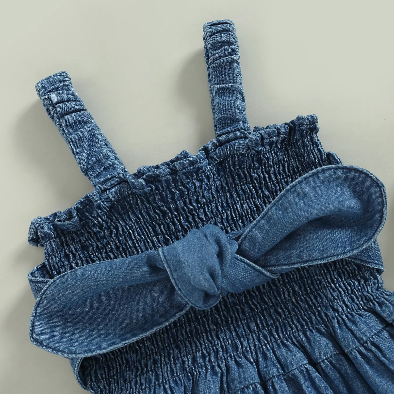 ma&baby 0-18M Baby Girls Romper Newborn Infant Toddler Denim Jumpsuit Sleeveless Bow Sunsuit Overall Solid Color Clothing